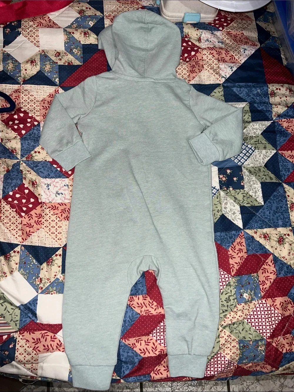 Nike Hooded Zip One-Piece Rompers - Sage Green & Light Blue